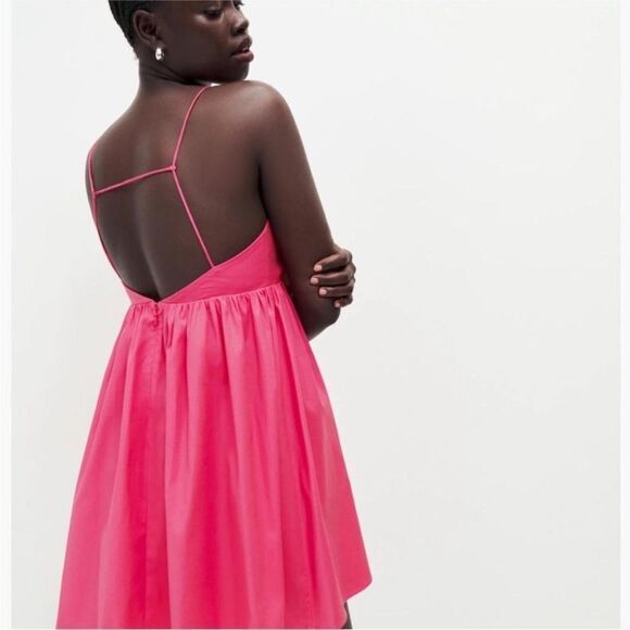 Reformation Amara Mini Cotton Dress Flambe Pink Large NEW $180 - Picture 4 of 6